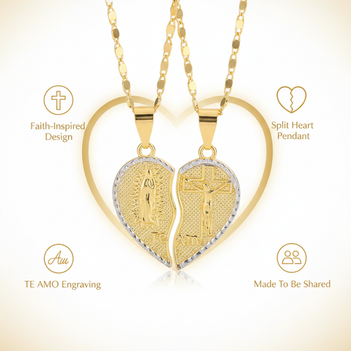 Te Amo Split Heart Necklace Premium Feature Banner
