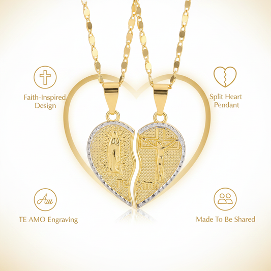 Te Amo Split Heart Necklace Premium Feature Banner