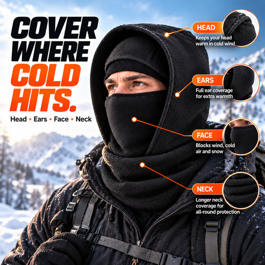 All-in-One Fleece Balaclava Hood – Windproof Face & Neck Warmer for Winter