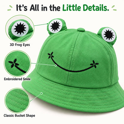 Cute Frog Bucket Hat with 3D Eyes – Playful Everyday Hat