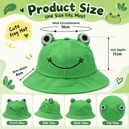 Cute Frog Bucket Hat with 3D Eyes – Playful Everyday Hat