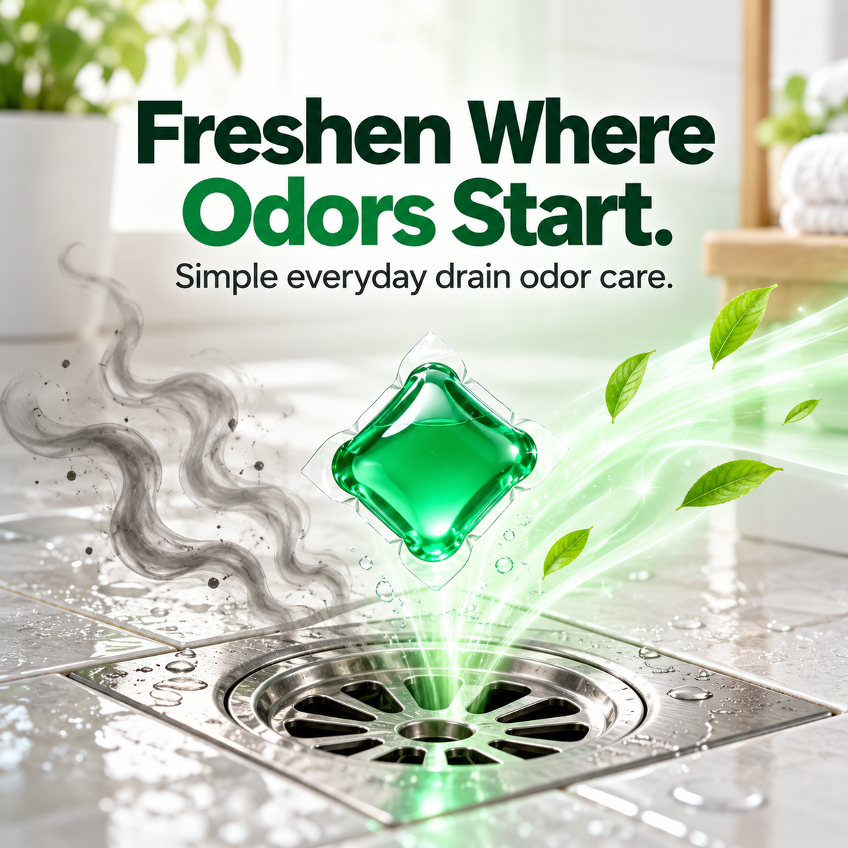 🌿 Drain Deodorizing Gel Pods – Easy Kitchen & Bathroom Drain Freshening