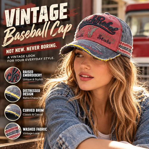 Vintage Distressed Baseball Cap | Washed Embroidered Dad Hat